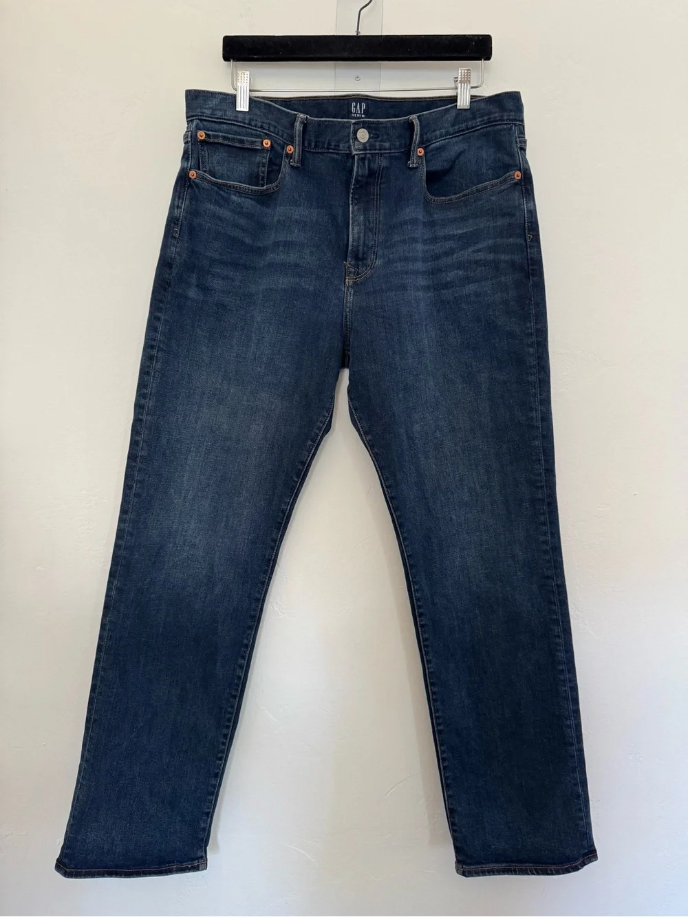 GAP Slim Straight Worn Dark Blue Denim Stretch Cotton Jeans